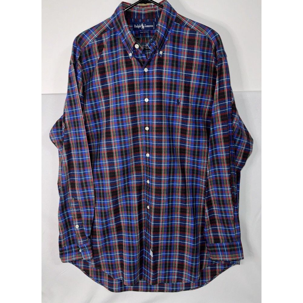 Ralph Lauren Mens L‎ Multicolor Plaid Long Sleeve Button Down Shirt Heavyweight - Picture 3 of 6